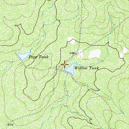 Topographic Map of Willow Tank Dam, TX