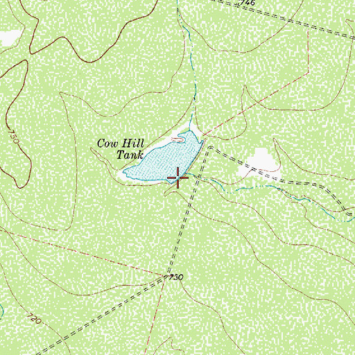 Topographic Map of Cow Hill Tank Dam, TX