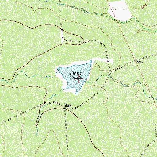 Topographic Map of Twin Tank Dam, TX