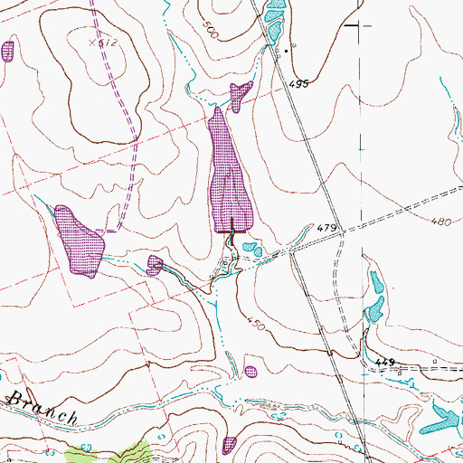 Topographic Map of Brenni Lake Dam, TX