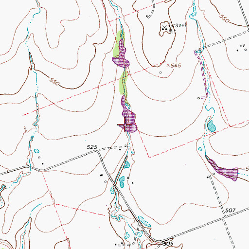 Topographic Map of Malish Lake Dam, TX
