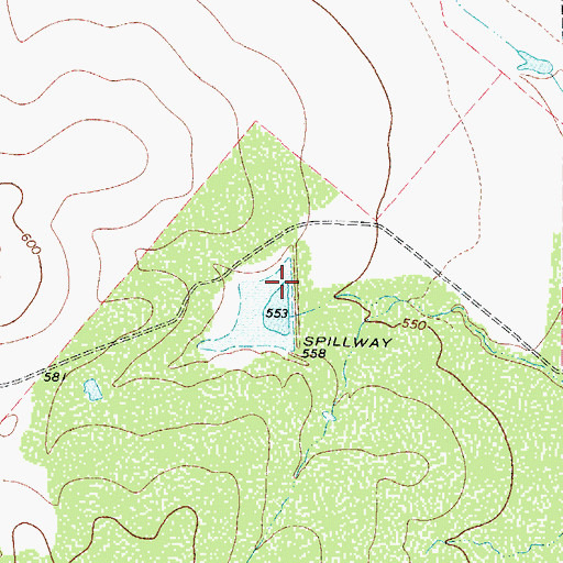 Topographic Map of Reynolds and Wilson Lake Number 1 Dam, TX