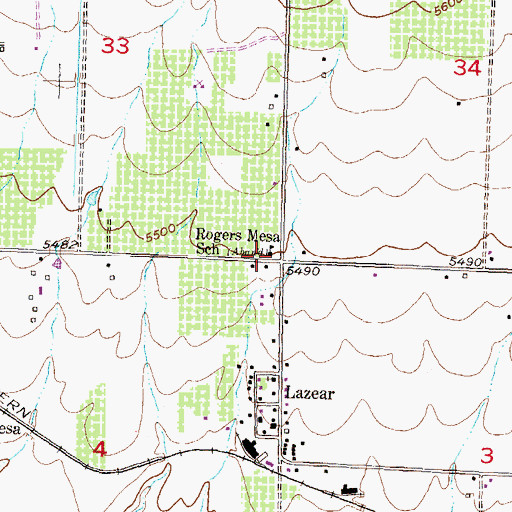 Topographic Map of Rogers Mesa School, CO