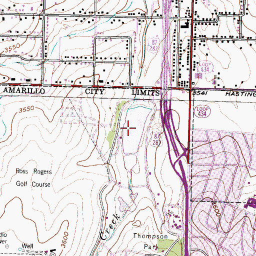Topographic Map of Ross Rogers Golf Course Lake, TX