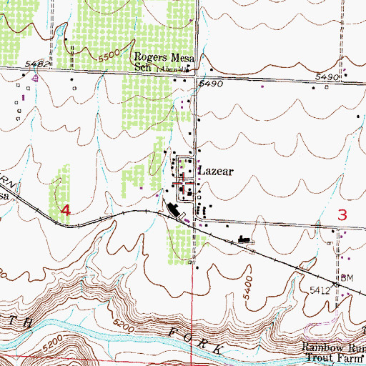 Topographic Map of Lazear, CO