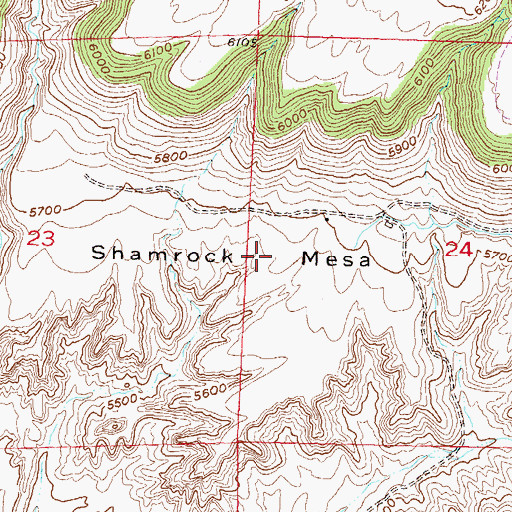 Topographic Map of Shamrock Mesa, CO