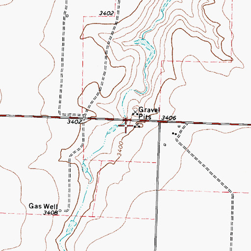 Topographic Map of Bryson Lake Dam, TX