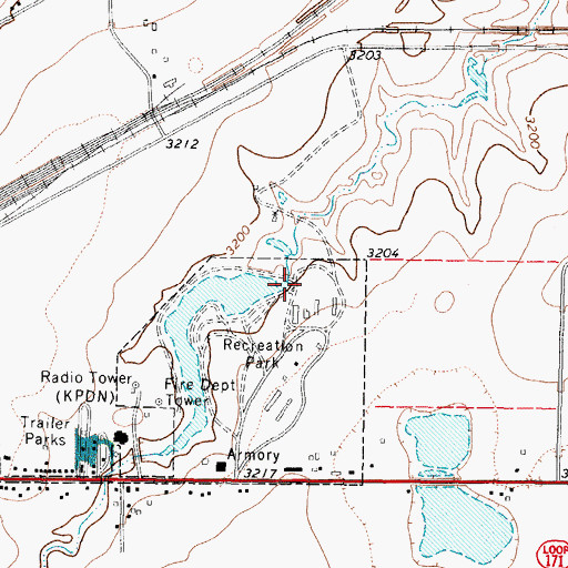 Topographic Map of City of Pampa Lake Dam, TX