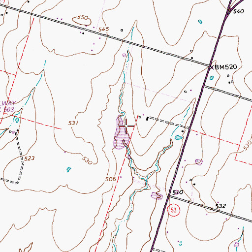 Topographic Map of Marek Lake Dam, TX