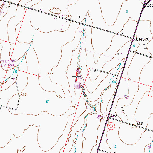 Topographic Map of Marek Lake, TX