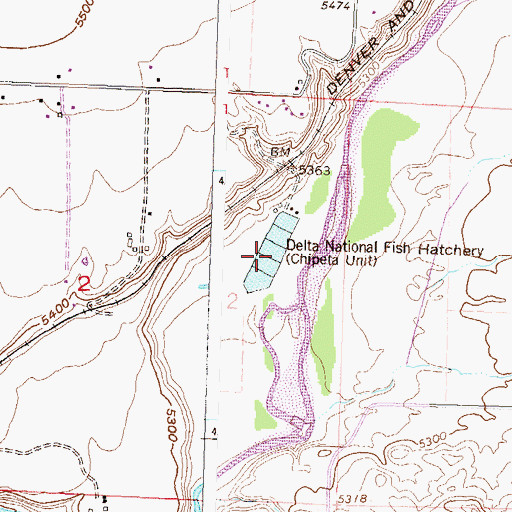 Topographic Map of Delta National Fish Hatchery, CO