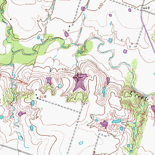 Topographic Map of Ellett Camp and Glaser Lake, TX