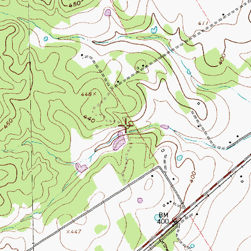 Topographic Map of Green Lake Dam, TX