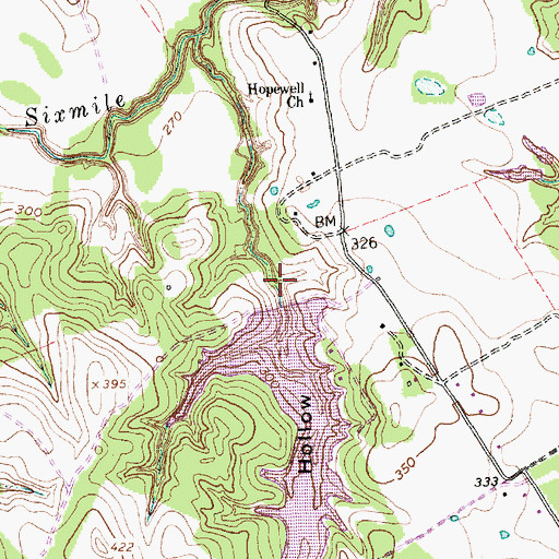 Topographic Map of Young Lake Dam, TX
