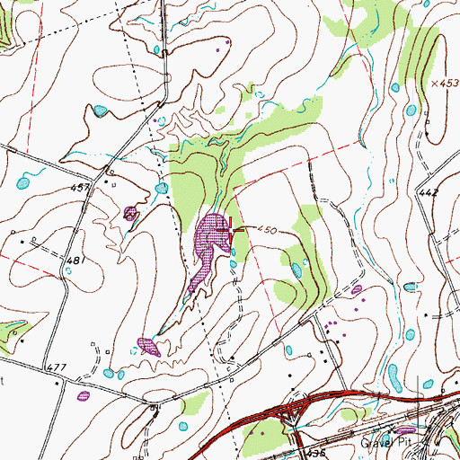 Topographic Map of Voss Lake Dam, TX
