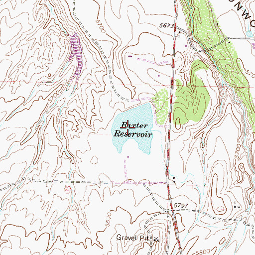 Topographic Map of Baxter Reservoir, CO