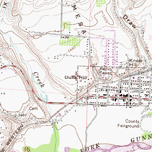 Topographic Map of Duke Hill, CO