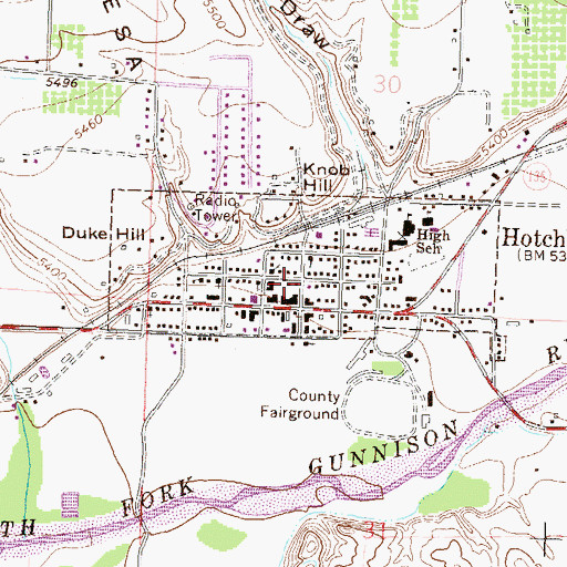 Topographic Map of Hotchkiss, CO