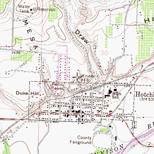 Topographic Map of Knob Hill, CO