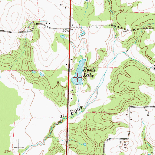 Topographic Map of Ewell Lake Dam, TX