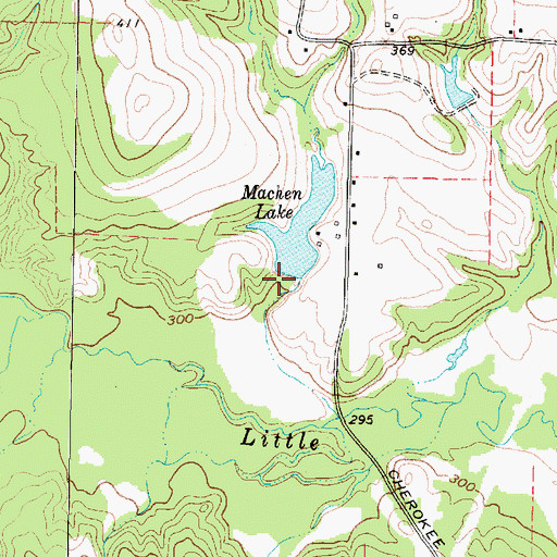 Topographic Map of Machen Lake Dam, TX