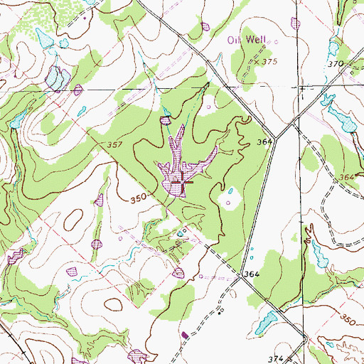 Topographic Map of Glover Lake Dam, TX
