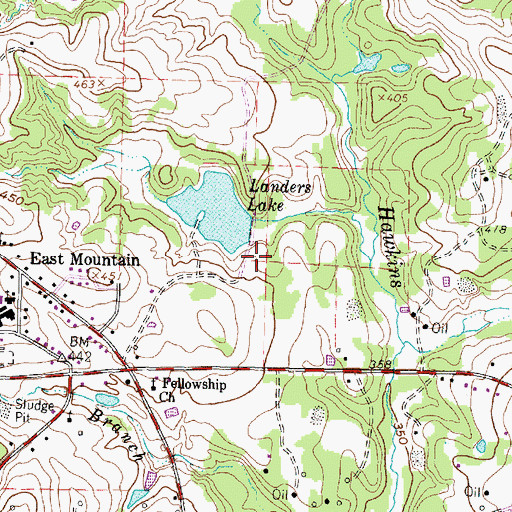 Topographic Map of Landers Lake Dam, TX