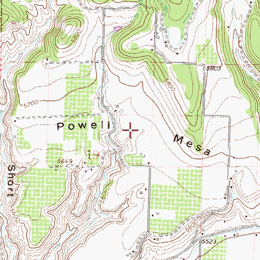 Topographic Map of Powell Mesa, CO