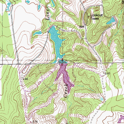 Topographic Map of Rod Lake Number 1 Dam, TX