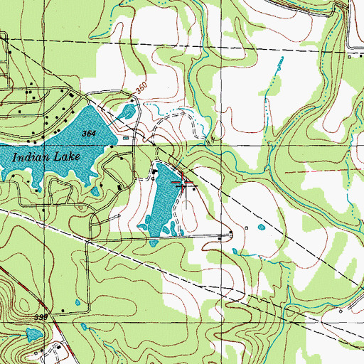 Topographic Map of Casper Lake Dam, TX