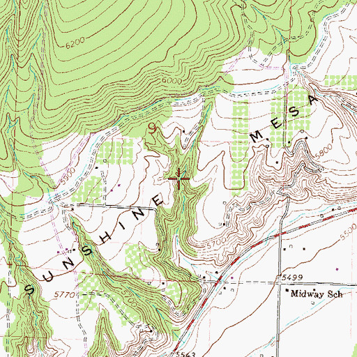 Topographic Map of Sunshine Mesa, CO