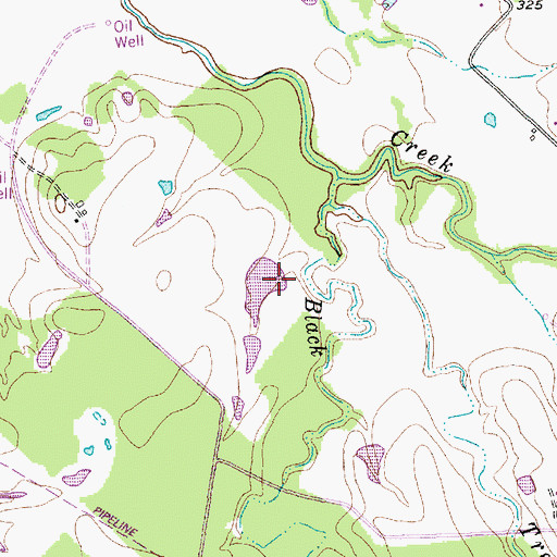 Topographic Map of Moye Lake Dam, TX