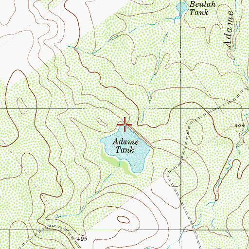 Topographic Map of Adame Tank Dam, TX