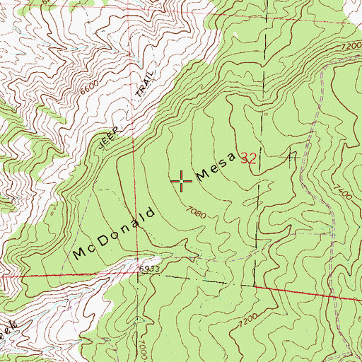 Topographic Map of McDonald Mesa, CO