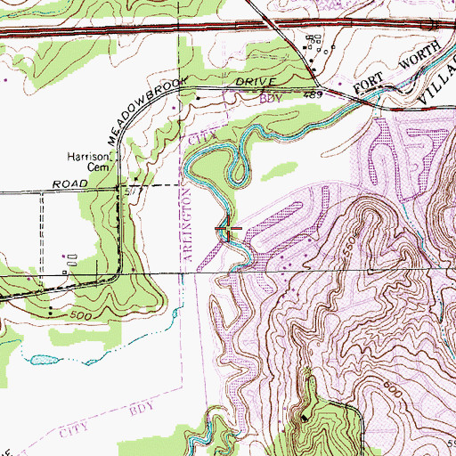 Topographic Map of Village Creek Lake, TX