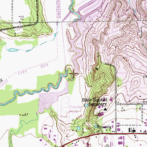 Topographic Map of Rush Creek Lake Dam, TX