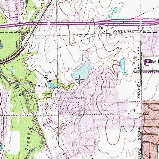 Topographic Map of Meadows Lakes East Lake Dam, TX