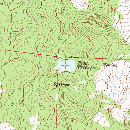 Topographic Map of Todd Reservoir, CO