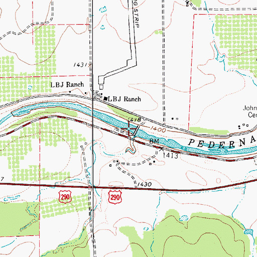 Topographic Map of Johnson Dam, TX