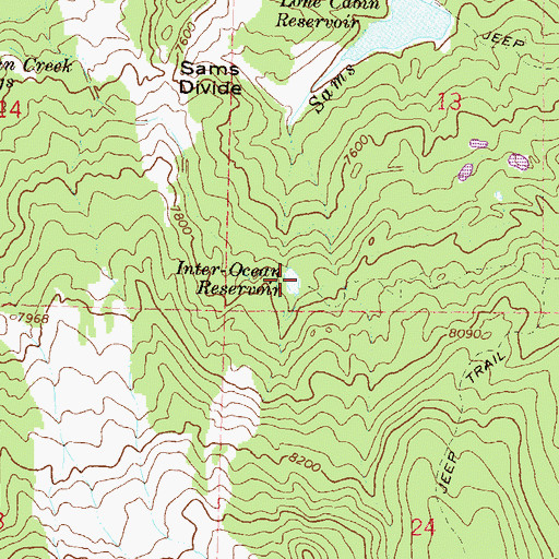 Topographic Map of Inter-Ocean Reservoir, CO