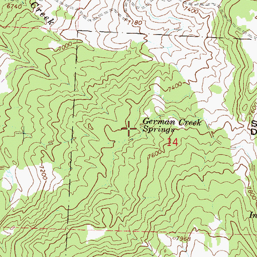 Topographic Map of German Creek Springs, CO