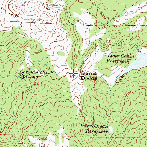 Topographic Map of Sams Divide, CO