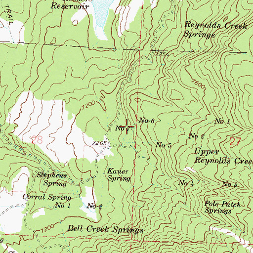 Topographic Map of Upper Reynolds Creek Spring Number 7, CO