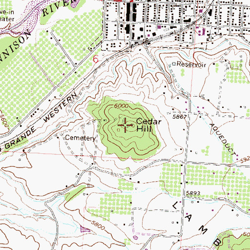 Topographic Map of Cedar Hill, CO