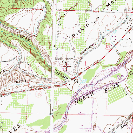 Topographic Map of Bethlehem Cemetery, CO