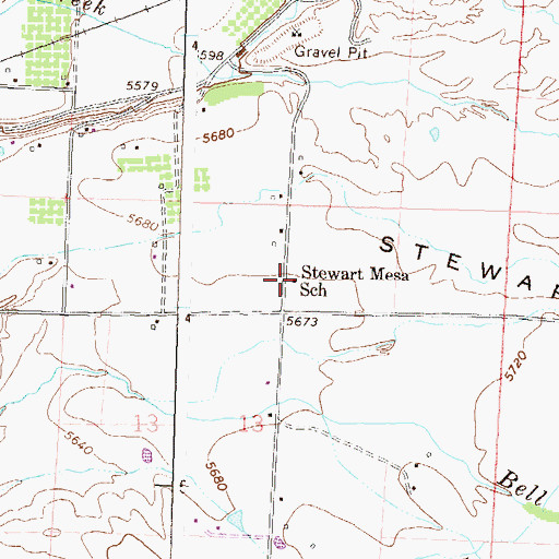 Topographic Map of Stewart Mesa School, CO