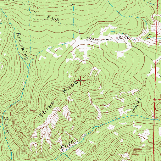 Topographic Map of Three Knobs, CO