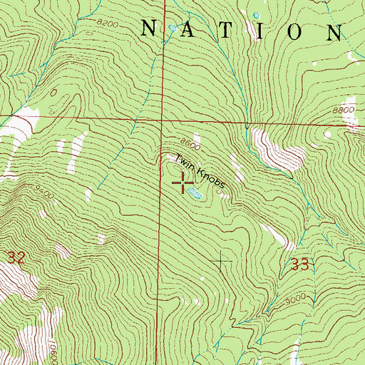 Topographic Map of Twin Knobs, CO