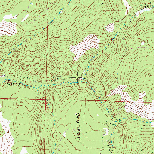 Topographic Map of Lick Creek, CO