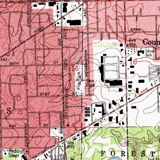 Topographic Map of Finn Park, IL